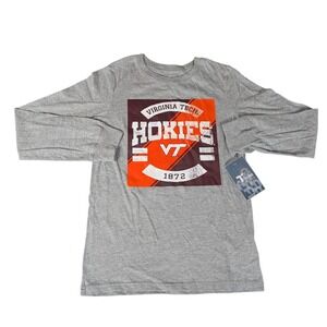Team Athletics Virginia Tech Hokies Kids Long‎ Sleeve Heather Gray Shirt NWT